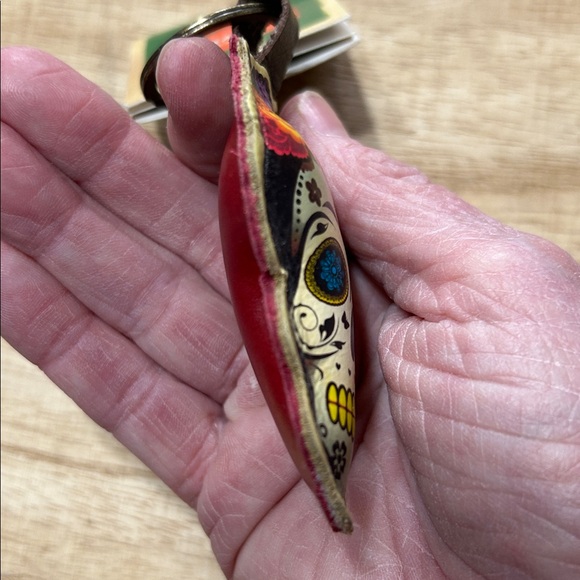Leather Sugar Skull Key Chain NWT Mexican Day of the Dead - Picture 8 of 8